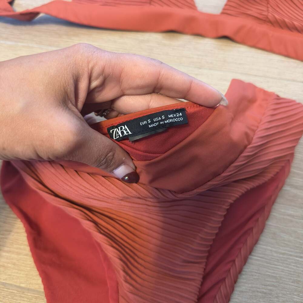 Zara Rust Ribbed Bikini Set Size Small - Picture 3 of 4
